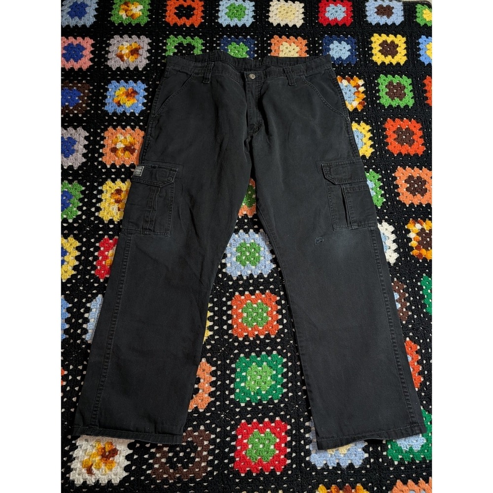 Wrangler‎ Cargo Pants Men's Size 38x30 (37x28.5) Black Y2K Wide Leg